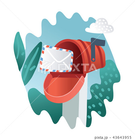 vintage mailbox and envelope のイラスト素材 43643955 pixta