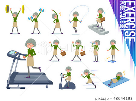 flat type green shirt old women_exercise flat type green shirt old women_exercise 43644193