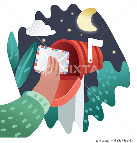 Cartoon pop art red mailbox send letter. Cartoon pop art red mailbox send letter. 43646847