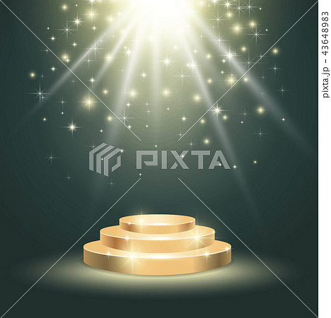 金色の受賞台と光輝くスポットライト 金色の受賞台と光輝くスポットライト 43648983