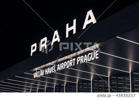 Night view international airport in Prague, Czech  43650237