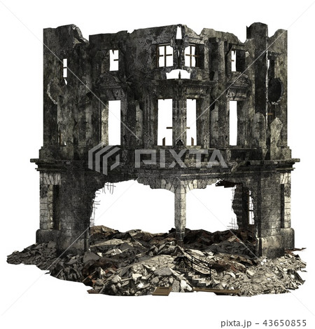 Ruined Building Isolated On White 3D Illustration 43650855