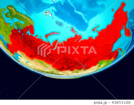Satellite view of Russia in red Satellite view of Russia in red 43655100