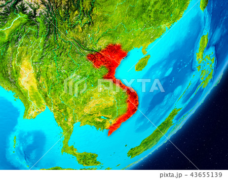 Orbit view of Vietnam in red 43655139