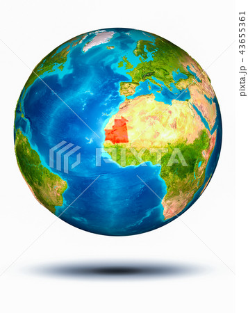 Mauritania on Earth with white background 43655361