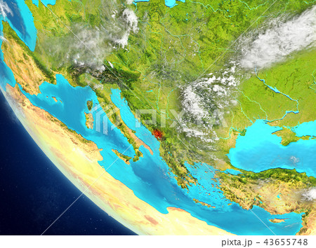 Satellite view of Montenegro in red 43655748