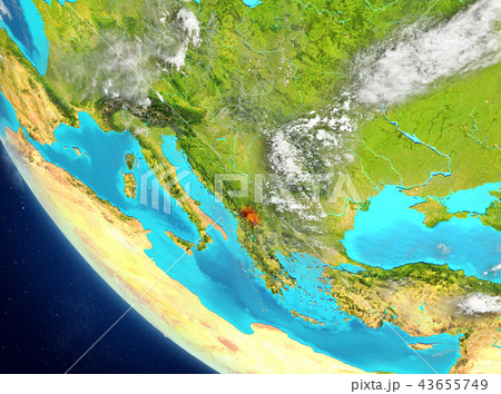 Satellite view of Kosovo in red 43655749