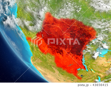 Satellite view of Dem Republic of Congo in red Satellite view of Dem Republic of Congo in red 43656415