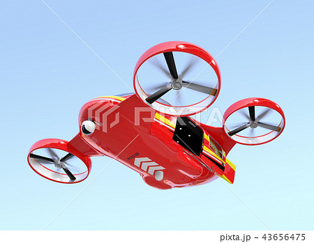空を飛ぶ自動運転レスキュードローンのコンセプトイメージ 43656475