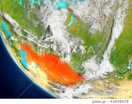 Satellite view of Kazakhstan in red 43656476