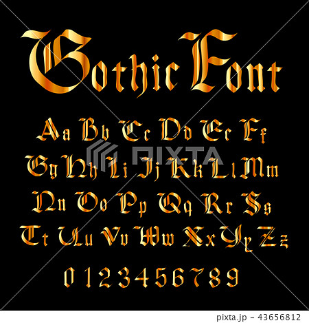 Golden Gothic Font Set Of Modern Fashion のイラスト素材