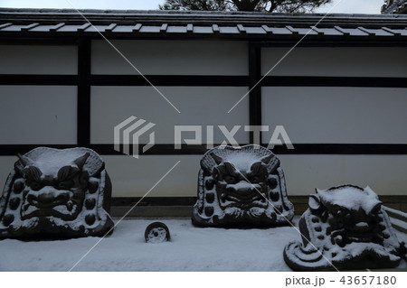 京都嵐山の冬の雪 43657180