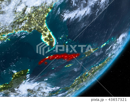 Orbit view of Cuba at night 43657321