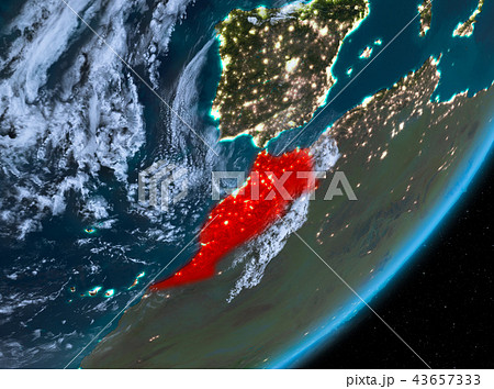 Orbit view of Morocco at night 43657333