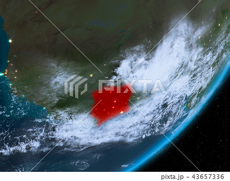 Orbit view of Ivory Coast at night 43657336