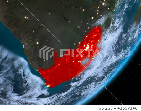 Orbit view of South Africa at night 43657346