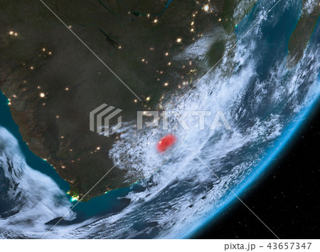 Orbit view of Lesotho at night 43657347