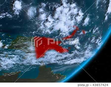 Orbit view of Papua New Guinea at night 43657424