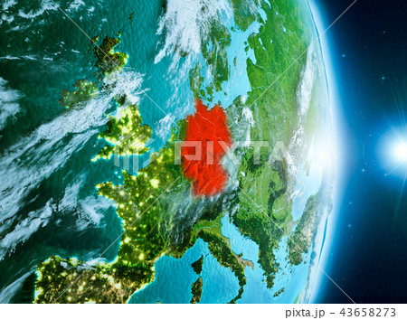 Sunrise above Germany on planet Earth 43658273