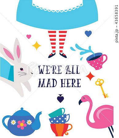Alice in Wonderland banner, poster and card. We are mad here 43658391