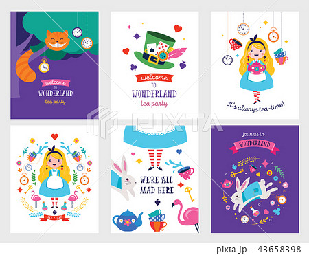 Alice In Wonderland Banner Poster And Card We のイラスト素材