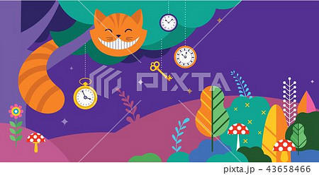 Alice in Wonderland banner, poster and card. We are mad here. Vector background 43658466