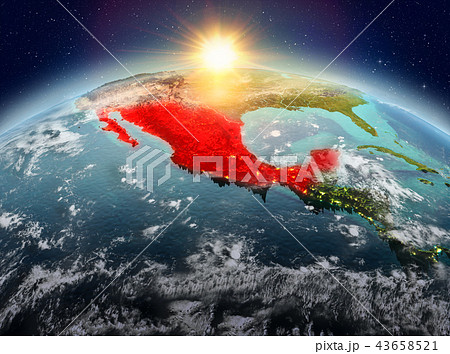 Mexico from space in sunrise Mexico from space in sunrise 43658521