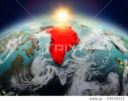 Greenland from space in sunrise Greenland from space in sunrise 43658522