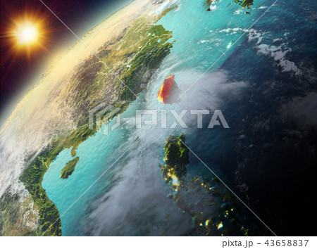 Taiwan on planet Earth in sunset 43658837