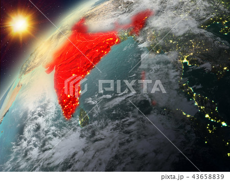 India on planet Earth in sunset 43658839