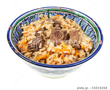 above view of pilaf in traditional ceramic bowl above view of pilaf in traditional ceramic bowl 43659268