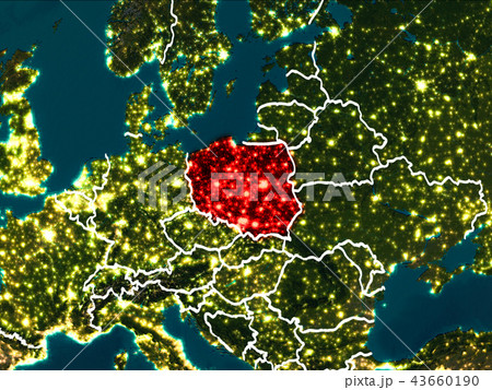 Map of Poland at night 43660190