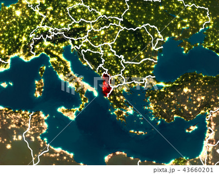Map of Albania at night Map of Albania at night 43660201