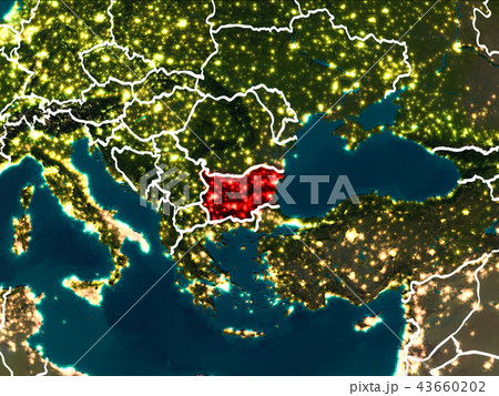 Map of Bulgaria at night Map of Bulgaria at night 43660202