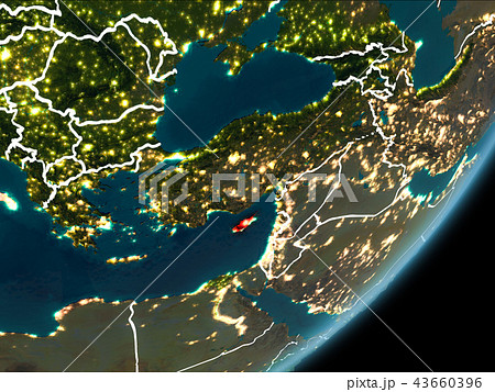 Cyprus on night Earth 43660396