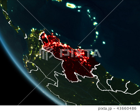 Satellite view of Venezuela at night 43660486