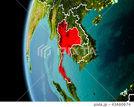 Thailand from space in evening 43660674
