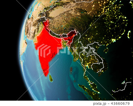 India from space in evening India from space in evening 43660679