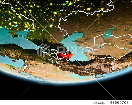 Azerbaijan in red in the evening 43660708