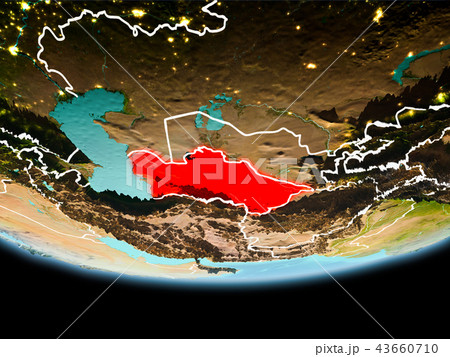 Turkmenistan in red in the evening 43660710