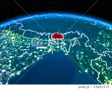 Bhutan from space at night 43661472