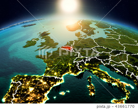 Belgium in sunrise from orbit Belgium in sunrise from orbit 43661770