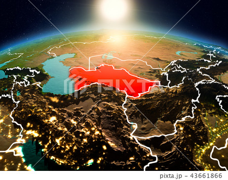 Turkmenistan in sunrise from orbit Turkmenistan in sunrise from orbit 43661866