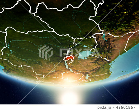 Rwanda with sun on planet Earthのイラスト素材 [43661967] - PIXTA