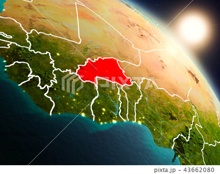 Burkina Faso from space during sunrise Burkina Faso from space during sunrise 43662080