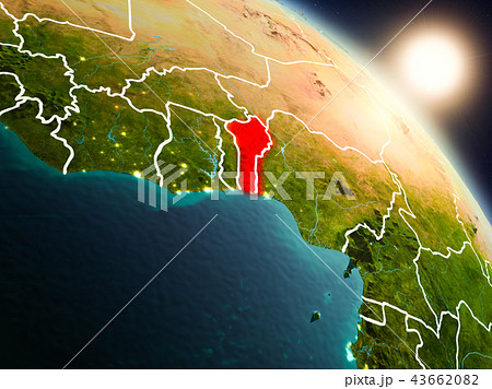 Benin from space during sunrise Benin from space during sunrise 43662082