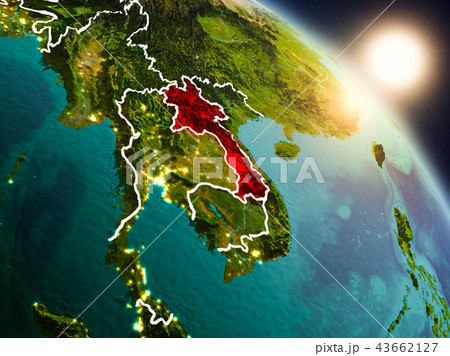 Laos from space during sunrise 43662127