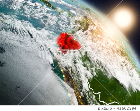 Ecuador from space during sunrise Ecuador from space during sunrise 43662594