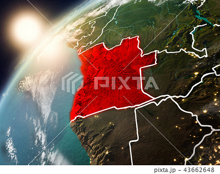 Angola on planet Earth in sunset Angola on planet Earth in sunset 43662648