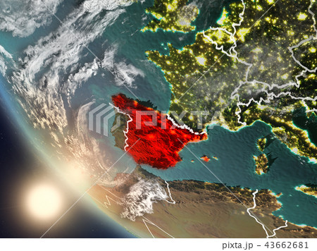 Sunset above Spain from space Sunset above Spain from space 43662681